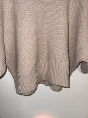 Cozy Taupe Cowl-Neck Women's Sweater Poncho thumbnail 5