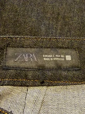 Zara Y2K Dark Wash High Rise Palazzo Wide Leg Patch Pocket Jeans 26” Inseam Crop thumbnail 6