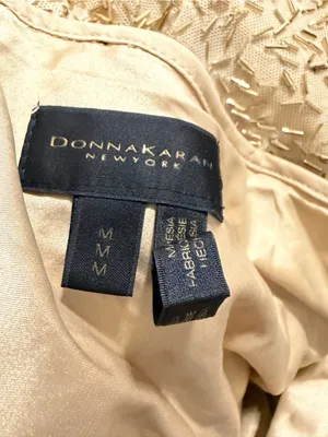 Donna Karan New York Bugle Beaded Slip Dress in Champagne Gold, Size M, NWT thumbnail 7