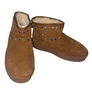 Steve Madden NEW Comfy Chestnut Brown Faux Fur Lined Suede Rhinestones Slip On Boot 10 thumbnail 11
