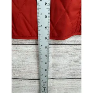 LL Bean Diamond Quilted Full Zip‎ Vest MED Rust Brown Plaid Lined Cord Collar thumbnail 10