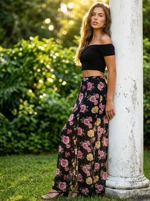 Dark Floral Sheer Maxi Skirt Samll Double Slit Romantic Dark Fairy Whimsigoth thumbnail 6