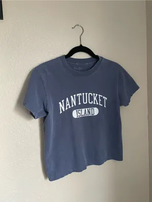 Brandy Melville John Galt Nantucket Graphic T Shirt Tee One Size Stone Blue thumbnail 4