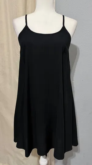 Wild Fable Slip Mini Dress XS Ebony Black Rayon Scoop Back Adjustable Gothic thumbnail 1