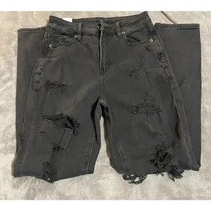 American Eagle SZ 0 Black Comfort‎ Stretch Waistband Jeans Mom Jean thumbnail 2