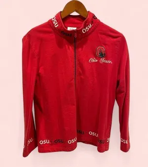 Vintage OSU Ohio State red zip front embroidered logo sweatshirt cardigan thumbnail 2