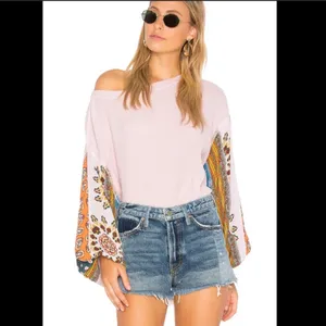 We The Free Free people blossom print Dolan balloon sleeve top mixed paisley thermal top thumbnail 10