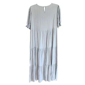 PRETTYGARDEN‎ Tiered Maxi Dress Women Large Blue Puff Sleeve Textured thumbnail 5