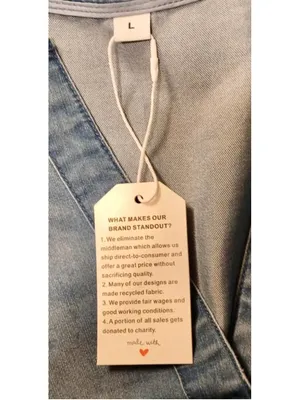 Made With Love Women's Large Chambray Tunic Shirt Dress NWT (INV157) A2 thumbnail 4