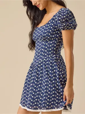 Altar’d State mini jesse Blue Embroidered Puff Sleeve Dress Cottagecore small thumbnail 2