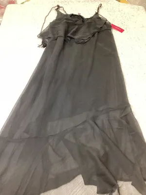 Xhilaration Womens Black Ruffle High Low Maxi‎ Dress Tassel Straps Size M NEW thumbnail 1