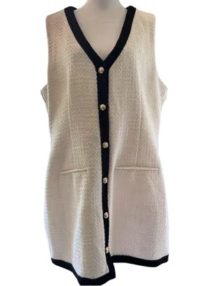 Abercrombie Women's Sleeveless Button Front Dress with Black Trim Sz XL thumbnail 2