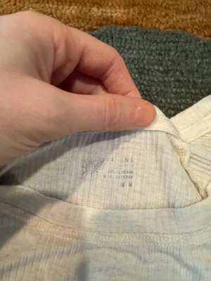 Offline by Aerie Oatmeal Ribbed Stretchy Soft Long Sleeve Tee Shirt Top Medium thumbnail 3
