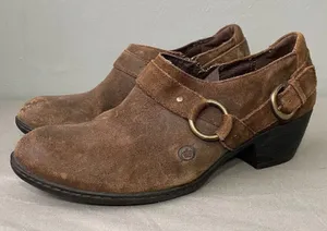 Born Booties Size 9.5 Distressed Brown Harness Western Cowgirl Boho Grunge Heels thumbnail 1