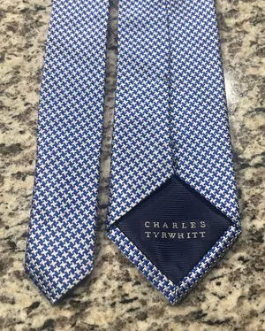 CHARLES TYRWHITT Men's 100% Silk Necktie Designer Blue thumbnail 1