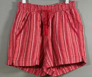 Briggs Linen Blend Shorts Womens XS Red Striped Elastic Waist Drawstring thumbnail 1