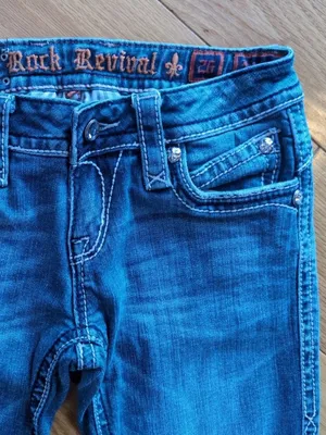 Rock Revival Jasmine Skinny Blue Jeans Womens Sz 26 (26x31) Stretch Rhinestone thumbnail 3