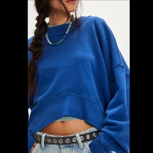 NWT Free People We The Free Hi-Lo Pullover - True Blue thumbnail 2