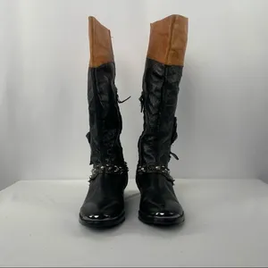 Sam‎ Edelman Park Knee High Leather Boots in Black Saddle Size 6.5 thumbnail 5