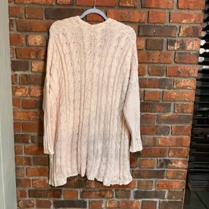 Free people womens easy cable knit oversized chunky tunic sweater pink L thumbnail 4
