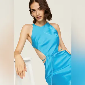 ALEXIS Lune Gown Womens Large L‎ Blue Sleeveless Cutout A-Line Maxi Satin thumbnail 3