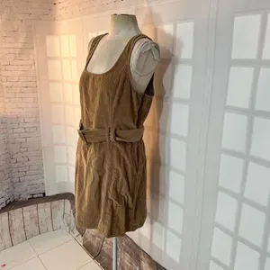 American Eagle Outfitters Tan Belted Corduroy Overall Jumper Mini Dress Large thumbnail 3