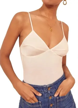 Reformation Emmett White Bodysuit Size S 100% Cotton Spring Summer Capsule Layer thumbnail 1