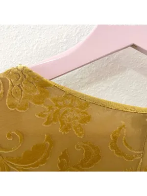 Free People Lotta Love Velvet Slip Mini Dress Size L Yellow 70s Boho Retro Indie thumbnail 3