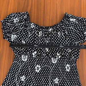 Serenade Polka Dot Floral Babydoll Top Pleated Blouse Sheer Boho Fairy Large thumbnail 5