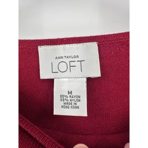 Y2K‎ Ann Taylor LOFT Red Boat Neck Long Sleeve Sweater Top Size M Rayon Nylon thumbnail 5