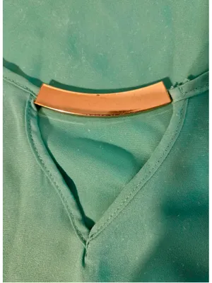 Meraki Women’s Gold Bar Cutout Chiffon Blouse Teal Green Size M W-220 thumbnail 4