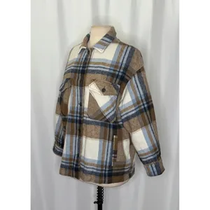 ZARA Wool Alpaca‎ Plaid Shacket Shirt Jacket Pockets Outdoors Preppy Medium thumbnail 5