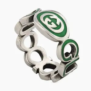 Gucci Unisex Sterling Silver Interlocking GG Logo Ring thumbnail 1