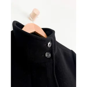 J.Crew Factory | City Coat with Button Neck Black Wool Blend | Sz 10P thumbnail 4