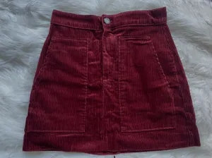 H&M Corduroy Skirt Burgundy thumbnail 1