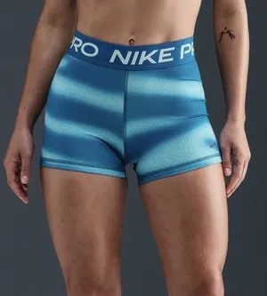 Nike Women's Pro 3" Blue Striped Spandex thumbnail 1
