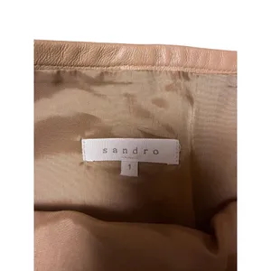 Sandro Tan Lamb Leather Skirt thumbnail 4