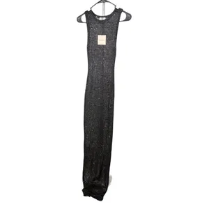 Superdown Alix Black Sequin Sheer Knit Maxi Dress Sleeveless Cover Up XS New thumbnail 5