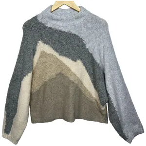 Abercrombie & Fitch Cream Knit Color Block Pullover Turtleneck Sweater Size S/M thumbnail 1
