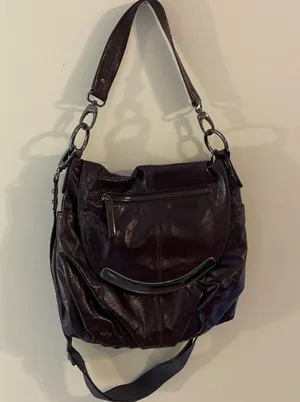 HOBO international Brown Patent Leather convertible crossbody purse thumbnail 1