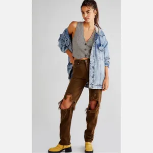 Free People We the Free The Lasso Distressed Straight-leg Jeans Brown 25 thumbnail 2