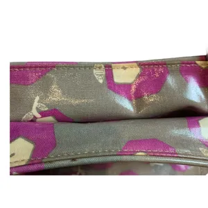 Juicy Couture Tote Vinyl Gray Purple White Flowers Bag Leather Trim thumbnail 4