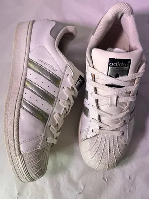 adidas White Sneakers with Silver Three-Stripes - Women's thumbnail 4
