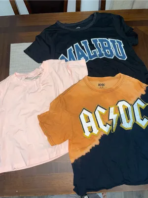 Women’s Graphic T-Shirt Bundle Size Medium Malibu AC/DC (3 Tops) thumbnail 1