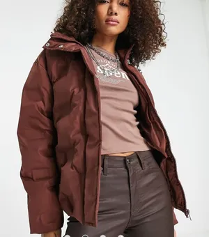 Vintage Reclaimed Brown Puffer Jacket(Size 10) thumbnail 1
