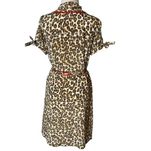 Rungolee leopard print shirt dress tie waist‎ sleeve sz XS thumbnail 2