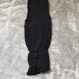 Scarlet Darkness Womens Size Large Black Lace Trim Smocked Waist Gothic Blouse thumbnail 11