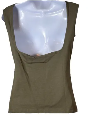 Madewell Olive Green Women Sleeveless Tank Top Square back Minimalist Stretch M thumbnail 1