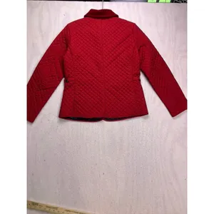 Tommy Hilfiger Quilted Jacket Womens Medium Red Corduroy Trim Barn Coat‎ 4758 thumbnail 7