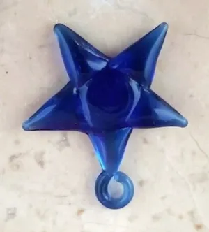 Handmade 1" Glass Pendant - Blue Glass Star Pendant - Brand New thumbnail 1